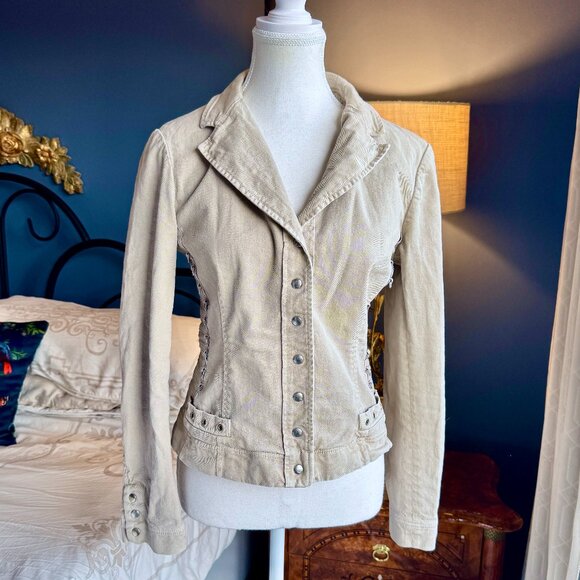 Vintage Y2K Philosophy Di Alberta Ferretti Snap Button Cotton Canvas Jacket - Picture 1 of 14
